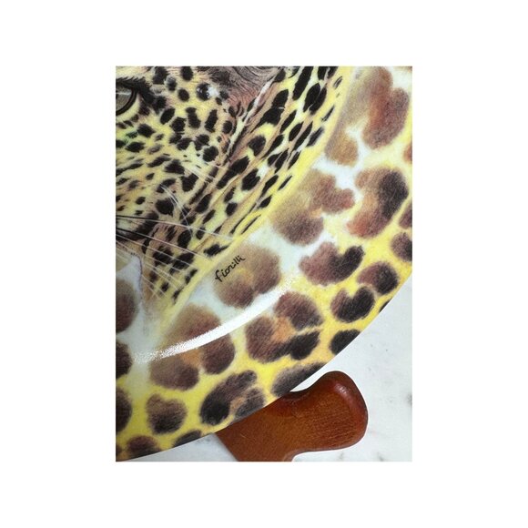 Vintage Limoges Fiorilli Cheetah 7'5" Plate | Signed Email de Limoges "Wild Life - Picture 5 of 5